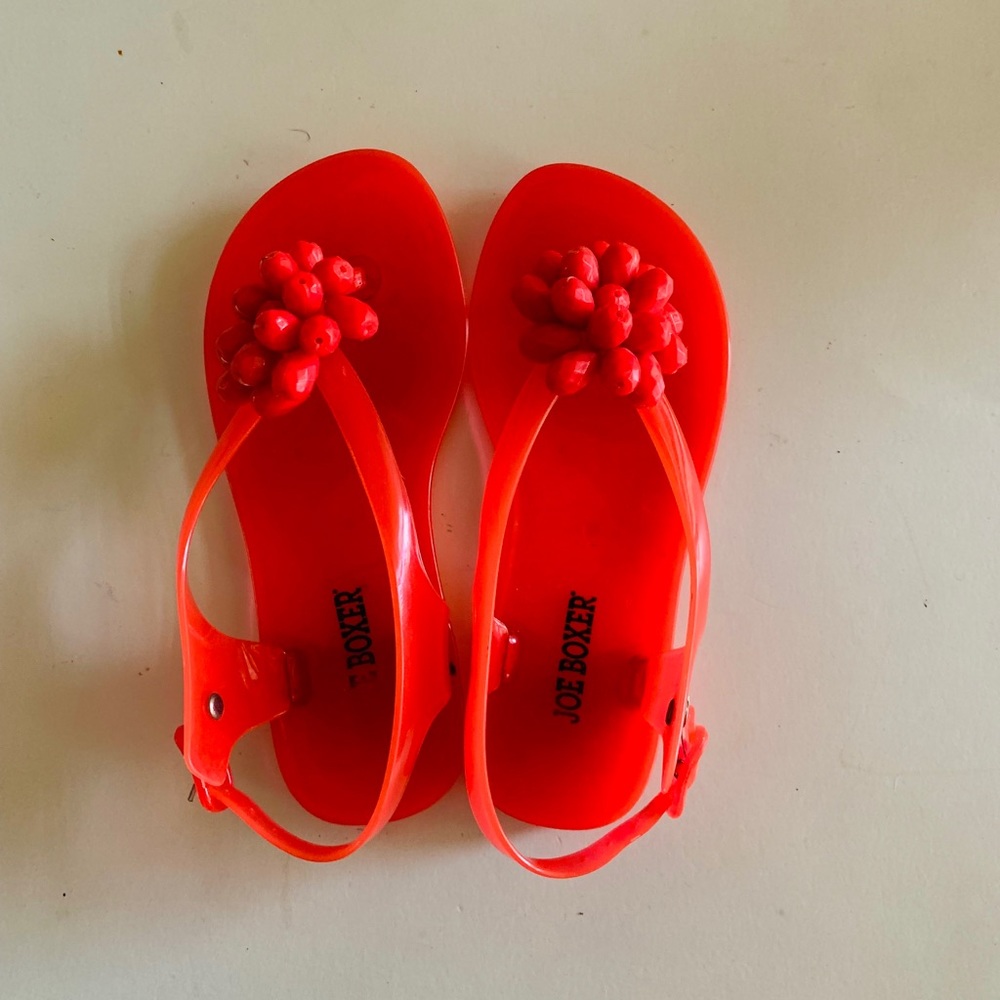 Joe Boxer Girls Purple Beaded Jelly Sandals Buckle